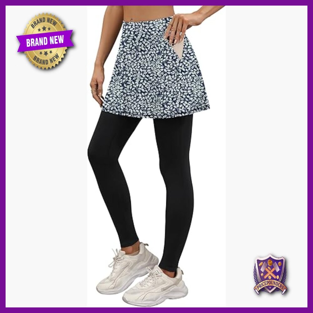 High Rise Skirted Leggings with 4 Pockets for Athletic Wear